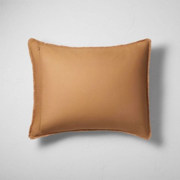 Casaluna - King Textured Chambray Cotton Pillow Sham Warm Bro Brown - Picture 4 of 4